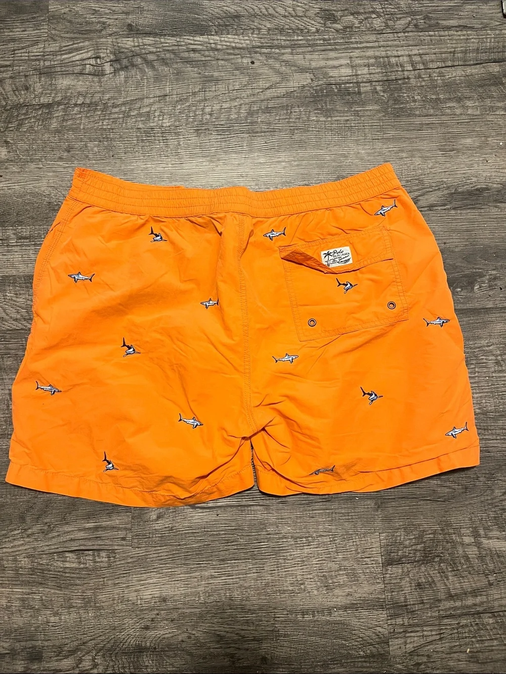 Polo by Ralph Lauren Orange Shark Embroidered Swim Shorts
